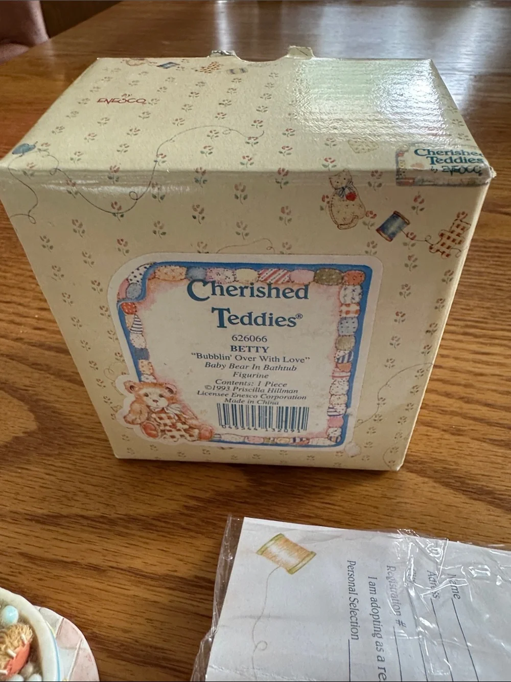 Cherished Teddies Betty Bath Figurine in Cream and Light Blue